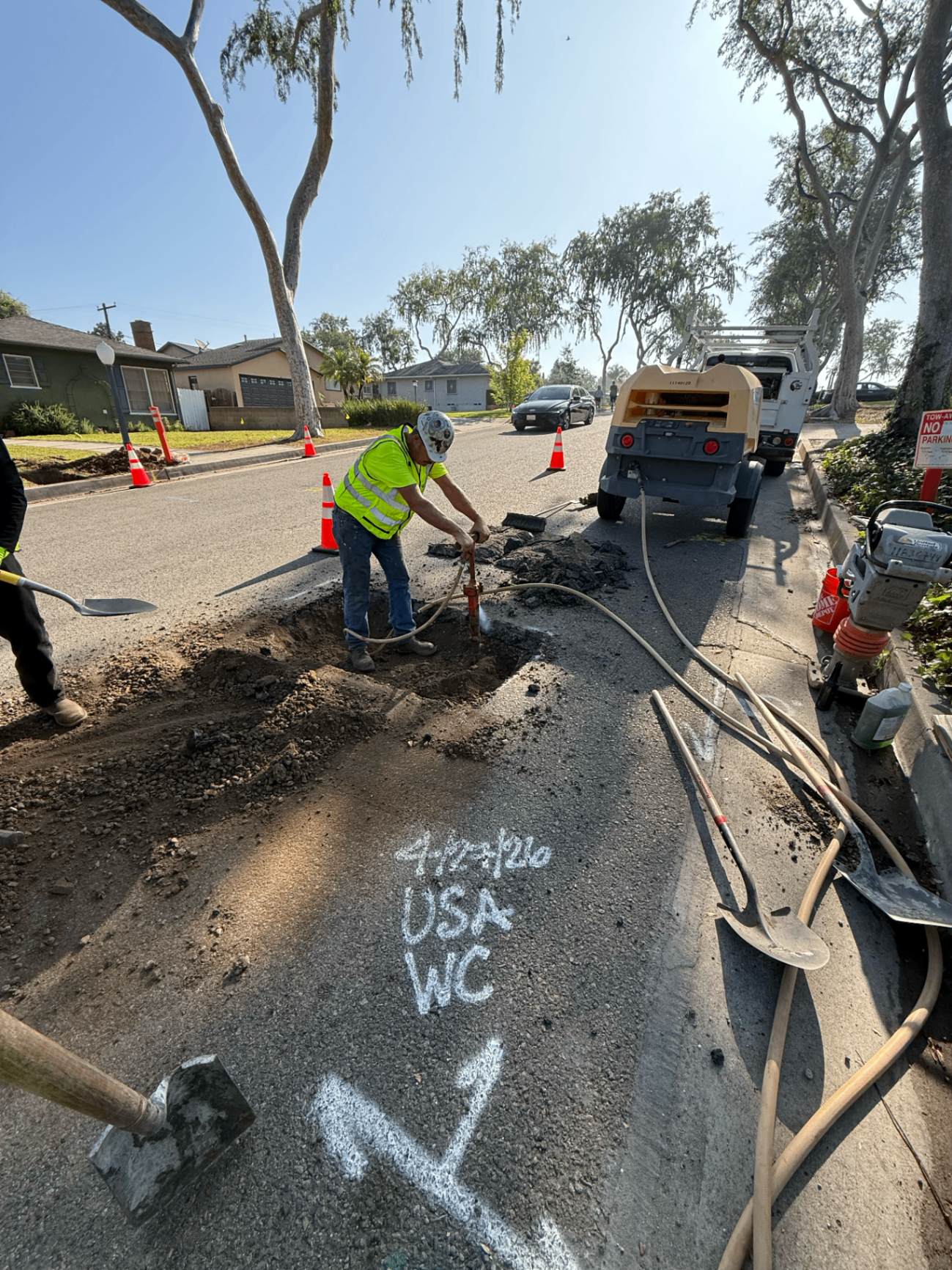 Residential water service replacement in progress
